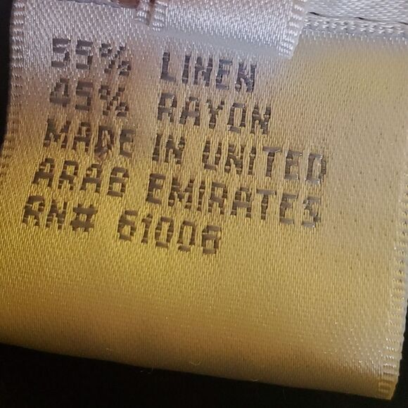 Vintage Black Linen Blend Midi Dress Size Medium Petite - Picture 6 of 7